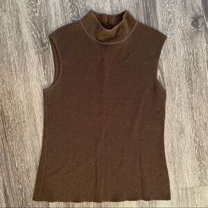 Escada brown shipper turtleneck sleeveless sweater
